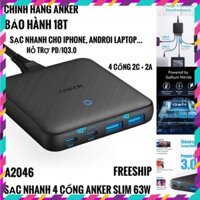 Sạc Nhanh Anker 4 Cổng Powerport 3 Atom Slim 63W - A2046 (Bảo Hành 18T) Chính Hãng (  deal hot )