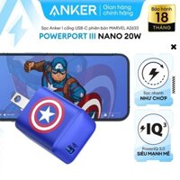 Sạc nhanh ANKER Powerport III Nano 20W 1 cổng USB-C PiQ 3.0 tương thích PD - A2633 - Bản đặc biệt Marvel TTSHOP720