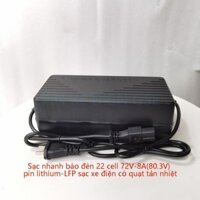 Sạc nhanh báo đèn 22 cell 72V-8A(80.3V) pin lithium-LFP sạc xe điện có quạt tản nhiệt