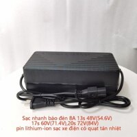 Sạc nhanh báo đèn 8A 48V13s(54.6V), 60V16S(67.2V),17s(71.4V),20s 72V(84V) pin lithium-ion sạc xe điện có quạt tản nhiệt