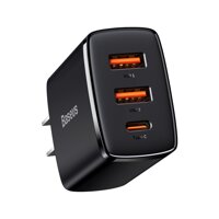 Sạc nhanh Baseus Compact Quick Charger 30W(USB dual port +Type C,30w PD/QC3.0 Multi Quick Charge Support)