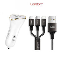 sạc nhanh ô tô 2.1A, 2 cổng USB Earldom ES-120 chính hãng- tặng kèm dây sạc 3 đầu