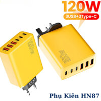 Sạc Nhanh USB 120W 6 Cổng Loại C Sạc Nhanh Cho iPhone 15 14 Pro Max Samsung Galaxy S23 Xiaomi 14 Sạc Điện Thoại Di Động