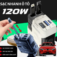 Sạc nhanh xe hơi 120W - Củ sạc ô tô thông minh, tích hợp đồng hồ hiển thị công suất, sạc nhanh PD & QC3.0