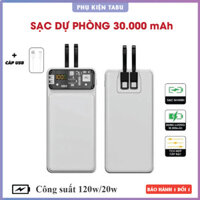 [Sạc nhiêu nhanh] Pịn Sạc Dự Phòng 30000mAh - Sạc Nhanh 120W/20W, Tích Hợp Dây Sạc, Có màn hình LED
