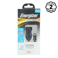 Sạc Ô Tô Energizer 24A 2USB + Kèm cáp USB Type-C 20 - DCA2BHC23