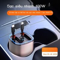 Sạc ô tô tự động có dây cáp, sạc siêu nhanh, bật lửa ô tô 100w đa năng, máy xông tinh dầu, đa năng