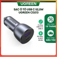 Sạc ô tô USB C UGREEN CD213| Cổng Type C 52.5W PD 30W&SCP 22.5W/QC 18W| Adapter sạc ô tô sạc nhanh| Bảo Hành 18 Tháng.