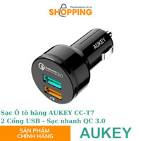 Sạc Oto Chính Hãng Aukey CC-T7 , 2 Cổng USB , Sạc Nhanh QC 3.0