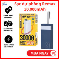 Sạc pin dự phòng Remax RPP-320 30.000mAh, sạc nhanh 22.5W, sạc đa thiết bị.kunshop.