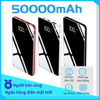 Sạc Pin dự phòng Sạc dự phòng 50000mah mặt gương đen nhanh 2 cổng USB Có đèn pin