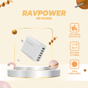 Sạc RAVPower RP-PC029 - 6 cổng USB, 60W