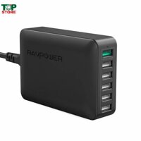 Sạc RAVPower RP-PC029, 6 cổng USB, 60W, sạc nhanh QC 3.0