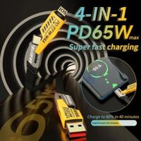 Sạc siêu nhanh Cáp dữ liệu đa chức năng 4 trong 1 pd27w loại USB C sét 65W Chager nhanh để các dòng iPhone