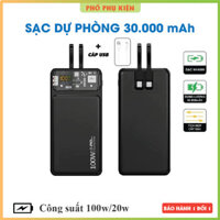 [SẠC SIÊU NHANH] Pịn Sạc Dự Phòng 30000mAh - Sạc Nhanh 100W/20W (Có màn hình LED) Tích Hợp Dây Sạc.