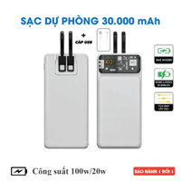 [SẠC SIÊU NHANH] Pịn Sạc Dự Phòng 30000mAh - Sạc Nhanh 100W/20W, Có màn hình LED, Tích Hợp Dây Sạc