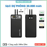 [SẠC SIÊU NHANH] Pịn Sạc Dự Phòng 30000mAh, Sạc Nhanh 100W/20W (Có màn hình LED) Tích Hợp Dây Sạc,