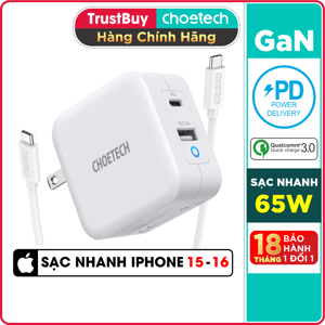 Sạc tường Choetech GaN 65W PD8002