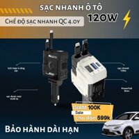 Sạc xe hơi 120W - Củ sạc ô tô 4 cổng, sạc nhanh cho điện thoại, máy tính bảng, thiết bị thông minh