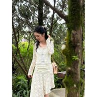 SACCHI ÁO CARDIGAN REN MÀU TRẮNG/MÀU ĐEN