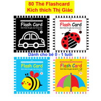 Sách - 80 Thẻ Flash Card KÍCH THÍCH THỊ GIÁC cho trẻ sơ sinh 0-1 Tuổi (4 chủ đề)