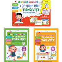 Sách - Bộ 3 Hành Trang: Tập đánh vần Tiếng Việt (Phiên bản tương tác) + Bé chinh phục toán học + Bé khởi đầu tập viết