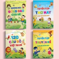 Sách Bộ 4 cuốn Truyện - Thơ - Đồng dao - Câu đố cho Trẻ mầm non (Giúp bé sáng dạ, thông minh, tập nói và đọc nhanh)