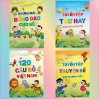 Sách Bộ 4 cuốn Truyện - Thơ - Đồng dao - Câu đố cho Trẻ mầm non- Minh Họa Bằng Tranh Theo Chủ Đề