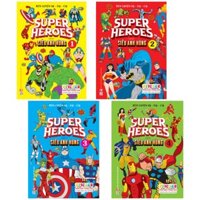 Sách - Combo 4 cuốn Super Heroes Siêu Anh Hùng - Rèn luyện IQ EQ CQ - Dán Hình Sticker Trong Suốt (VTH)