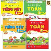 Sách - Combo Bài Tập Tuần và Đề Kiểm Tra lớp 2 - Cánh Diều Toán và Tiếng Việt Học kì 1 4 cuốn