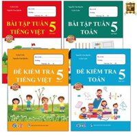 Sách - Combo Bài Tập Tuần và Đề Kiểm Tra Lớp 5 - Môn Toán và Tiếng Việt Học Kì 1 4 cuốn