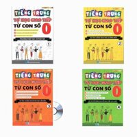 Sách-Combo Tự học tiếng trung giao tiếp từ con số 0 tập 1234DVD tài liệu