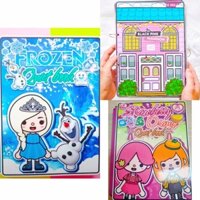 Sách Dán Công Chúa Elsa, 2 Chị Em, Nhà Black Pink Tặng Keo, Học Liệu (Cắt Sẵn Cùng Chơi)