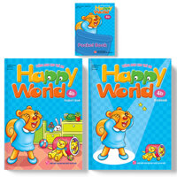 Sách: Happy World - Tiếng Anh Cho Trẻ Em Bộ 4B - Student’s book Workbook Pocket book và Đĩa DVD kèm theo.