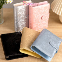 Sách kế hoạch tiết kiệm WALLERAB, Da PU Satin Cover Tiền mặt Ngân sách Binder Notebook, Nhiều túi và khe cắm 6 vòng Chất kết dính Clip-on Tạp chí Notebook Văn phòng phẩm