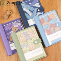 Sách lá rời ZONGGJZ, Sổ tay PVC bằng da nhân tạo, Họa tiết lá có thể tháo rời có nút 120 trang Notepad School