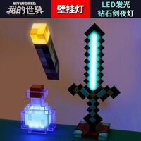 Sách màu đỏ nhỏ cùng đoạn Kim cương Kiếm Đèn ngủ Thế giới của tôi Trò chơi Thiết bị ngoại vi Sáng tạo Đèn ngủ Đèn ngủ Biến Thành Kim cương Kiếm Đồ chơi Phim hoạt hình Phòng ngủ Đèn xung quanh Quà tặng bạn bè