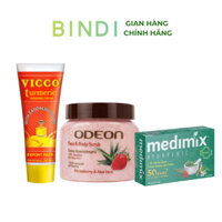 [Sạch mụn 1] Combo Xà phòng Medimix 18 Loại Thảo dược 125g/bánh - Tẩy da chết Odeon Lô Hội 300ml/hũ - Kem chấm mụn thâm