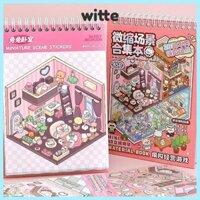 Sách Nhãn Dán Phong Cảnh WITTE, Bộ Sưu Tập Cảnh Thu Nhỏ Hoạt Hình Túi Cabin Cảnh Dán, Tự Làm Siêu Thị Phòng Ngủ PET 20in1 Lều Miếng Dán Trang Trí Cho Trẻ Em