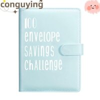 Sách tiết kiệm CONGUYING, Chất kết dính thử thách phong bì 100 ngày cầm tay, Hệ thống sắp xếp tiền bằng da ngộ nghĩnh Tiết kiệm Sách thử thách Cặp đôi
