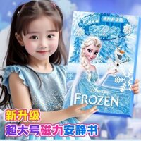 Sách từ tính yên tĩnh công chúa Elsa, đồ chơi DIY cho bé gái Elsa mới, không cắt, nhãn dán từ tính, trang phục