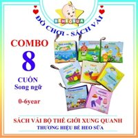 SÁCH VẢI - Combo 4 cuối - Combo 8 cuốn sách vải hiệu BÉ HEO SỮA - song ngữ Anh Việt - Bé 0 - 6 tuổi