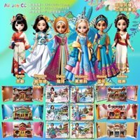 Sách yên tĩnh không cắt cho bé gái, nhãn dán trang phục công chúa có thể biến đổi 3D, quà tặng chơi giả vờ