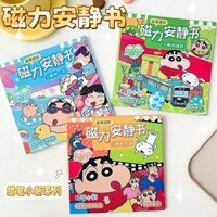 Sách yên tĩnh mới cho bé trai DIY, đồ chơi giáo dục từ tính cao cấp, bút màu Shin-chan, nhãn dán từ tính cho bé gái