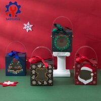 Sadyuele 12 Hộp Giấy Giáng Sinh Có Tay Cầm Cửa Sổ Hộp Kẹo Xà Phòng Bánh Quy Kẹo Nhỏ Bao Bì Đảng Ủng Hộ Trang Trí