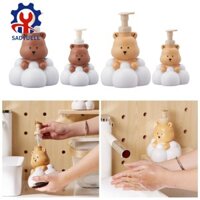 Sadyuele 250 500ml Hộp đựng xà phòng tạo bọt hình gấu hoạt hình có thể đổ lại Nước rửa tay và Chai bơm dầu gội cho phòng tắm C