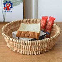 Sadyuele Handmade Rơm Hoa Khô Giỏ Trái Cây Hộp Mây Kẹo Tai NgheOrganizer