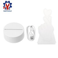 Sadyuele USB Mới Lạ 7 Màu Đổi Ngón Tay Trái Tim LED Đèn Ngủ 3D Để Bàn Đèn Hồ