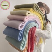 Safenh Mới Màu Trơn Khăn Cho Nữ Mùa Đông Dài Ấm Khăn Choàng Cashmere Khăn Thời Trang sel Nữ Thikcen Khăn Quấn VN