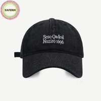 Safenh Mũ bóng chày Denim thông thường thời trang Mũ mỏ vịt thêu đa năng VN